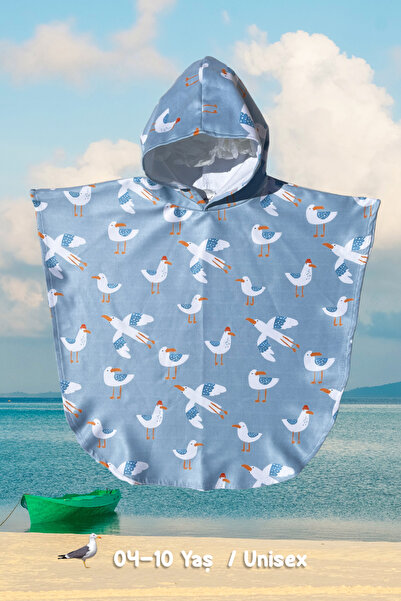 redowl Seagull Patterned Hooded Poncho (Ages 4-10)
