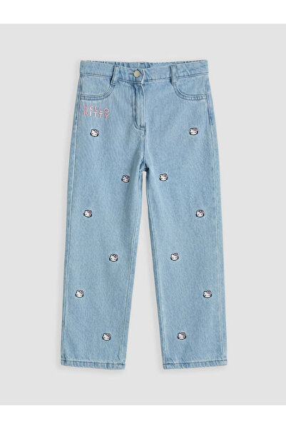 LC Waikiki Vizyon New Season Hello Kitty Embroidered Girls' Jean Pants