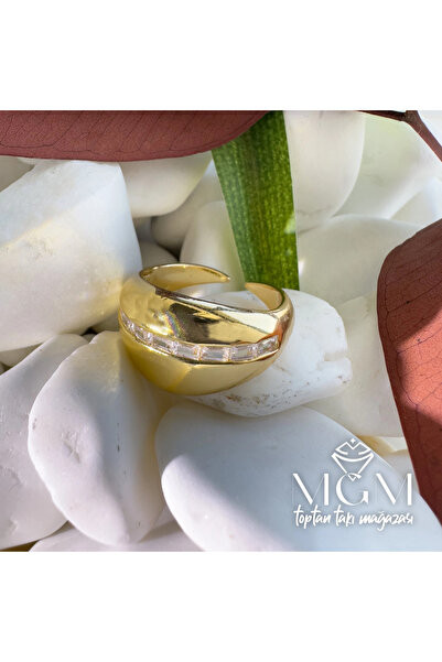 Twin Store Brass Ring with Zircon Stone Overlay - Yz-0115
