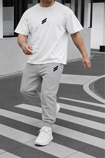 FAEL LİFE Unisex Wide-Let T-Shirt and Sweatpants Set with Double Line Print
