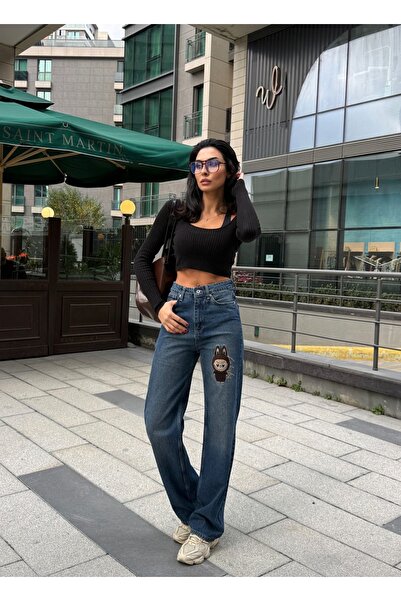 komera Women's Blue Color Palazzo 3449_S14 High Waist 100% Cotton Denim Pants