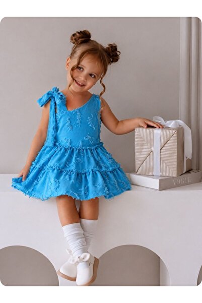 Bebibo Askılı Pileli Kız Çocuk Cotton Elbise