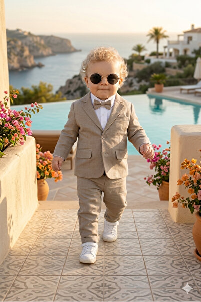 baby kids colors Boy's Flared Linen Casual Jacket Suit / Shirt Pants Jacket B...