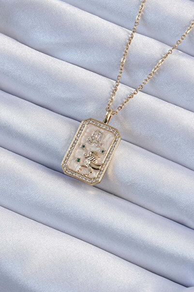 ETC 316L Steel Chain Gold Color Zircon Stone Lion Figured Tarot Necklace 5886...