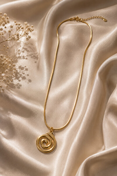 Sylvera Shop Eterna Spiral Çelik Kolye (Gold Renk)