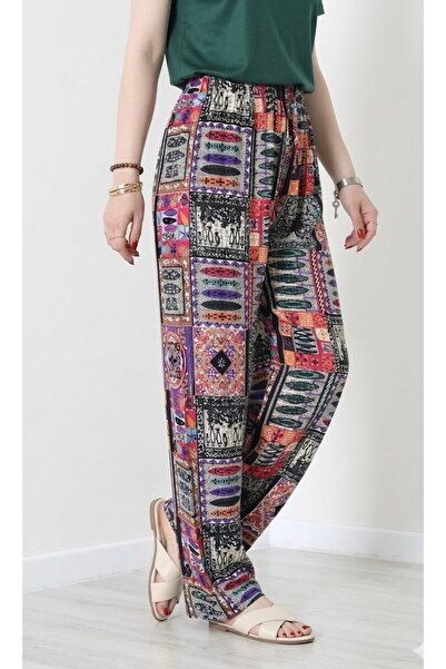 BİLGENS BUTİK Pantaloni de vară pentru femei cu model etnic