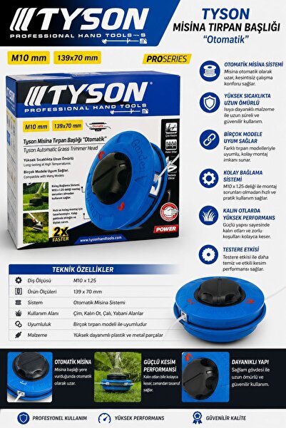 TYSON Misina Tırpan Başlığı Otomatik M10 mm 139x70 mm Kod: TYS9141