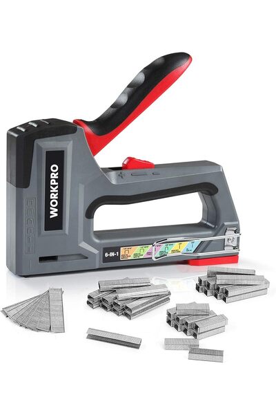 Workpro Heavy Duty Staple Gun 6-in-1 with 4000 pc Staples, Manual Nail Gun/Br...