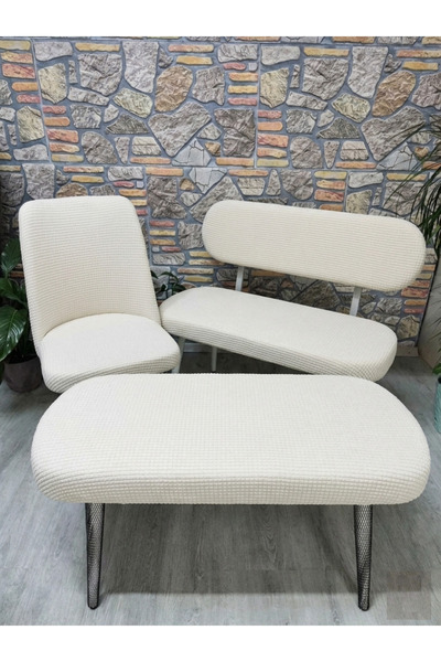 kılıfteks Yeni ModelBench ve Puf Takımı Kılıf Seti - 2 Sandalye, 1 Bench, 1 P...
