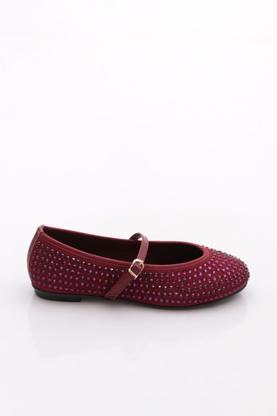 DGN 522556Sc Women's Rosetta Stone Detailed Elastic Buckle Ballet Flats