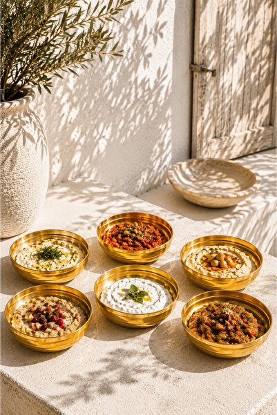Anadolu Saray Gold Metal 6’lı Meze Kasesi Seti Alaçatı Sunumluk Dekoratif Çer...