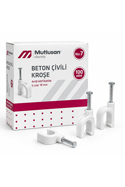Mutlusan Beton Çivili Kroşe No:7 4x10 Antigron Kablo Kroşesi 100 Adet
