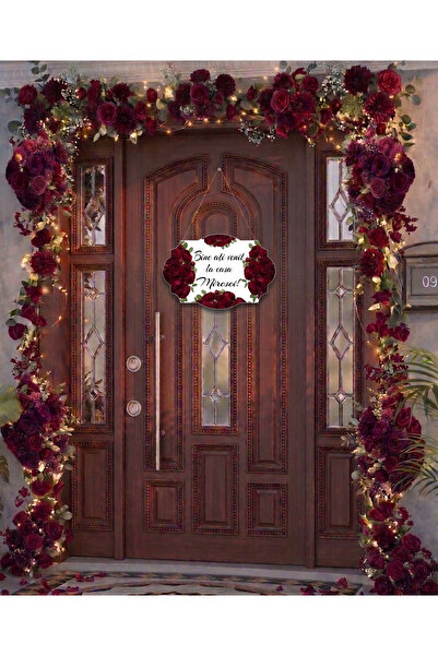 OEM "Welcome to the Bride's House!" Signs, Red Flowers Design, 46x31 cm
