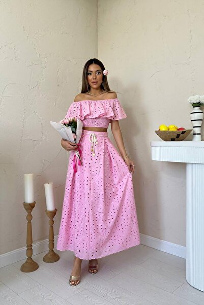 ozelia Pink Gipeli Blouse Skirt Set