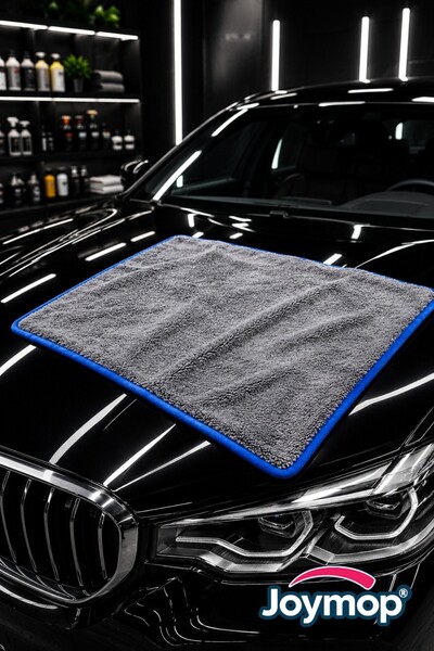 JOYMOP 50x70 Cm Kalın Süper Emici Mikrofiber Oto Kurulama ve Cila Bezi Gri