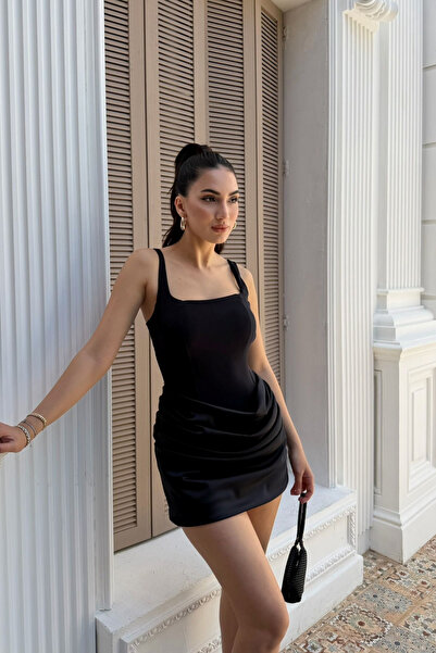 Sindimoda Lina Kare Yaka Mini Tasarım Elbise 7895
