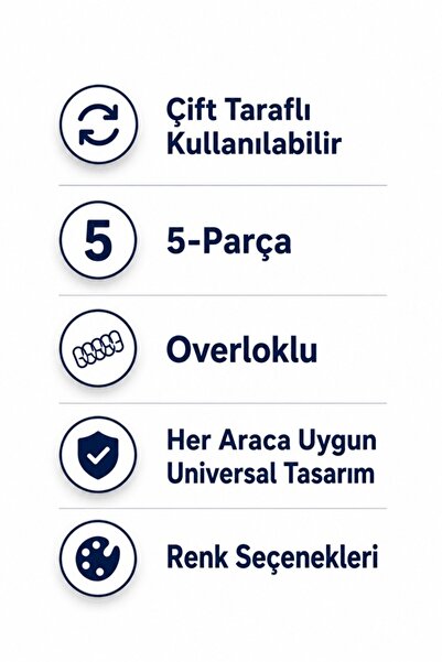 ILGAR DESIGN Oto Paspası Siyah Renk Kırmızı Overloklu Halı Araba Paspasları Tüm Araçlara Uyumludur