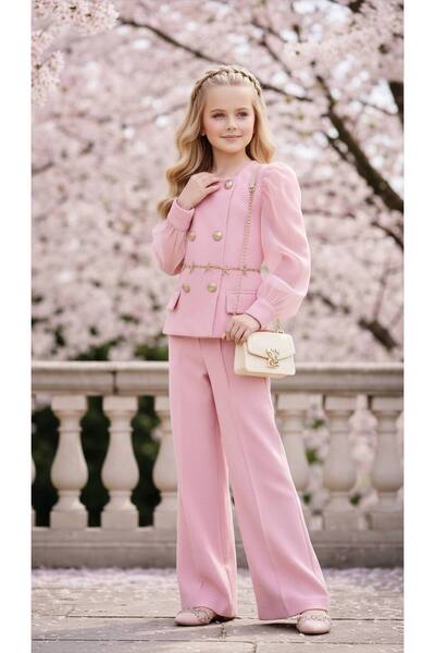 nisaykids Girl's Pink Color Top and Bottom Set Bag and Belt