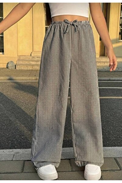 KIZ ÇOCUK RAHAT TREND ÇİZGİLİ PANTALON