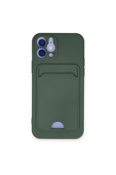 OEM Apple iPhone 12 Case Kelvin Silicone with Business Card Holder - Dark Green