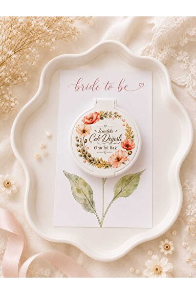 MİO BAMBİNO Çiçek Desenli Bride To Be Ayna Hediyelik | Kişiye Özel Gelin Hama...
