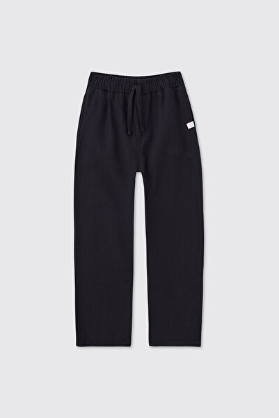 Panço Boy's Black Elastic Waist Trousers