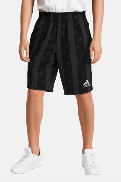 adidas Kids Boy Regular Fit Embroidered Logo Outdoor Shorts, Black