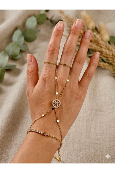Çağla Accessories Star Detail Zircon Stone Shahmeran Bracelet