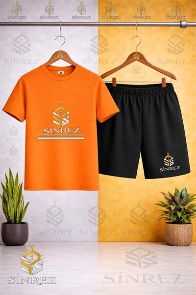 SİNREZ تي شيرت مطبوع عليه شعار ALT TWO LINE للأطفال من Bicycle Neck - طقم شورت