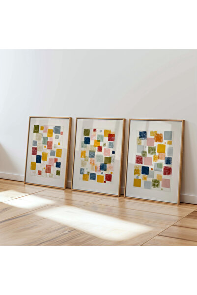 Tuba Decor Set de picturi pentru sufragerie cu rame din lemn, 3 piese, pătrat...