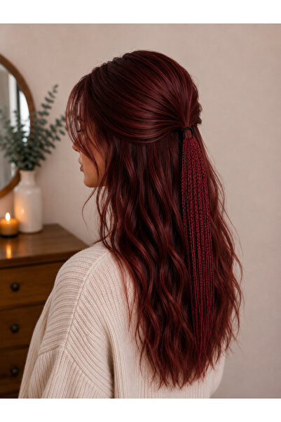 YASEMİN KAPLAN Red Burgundy Braided Hair Clip – Modern Boho Hair Accessory