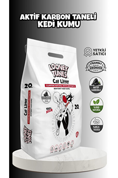Looney Tunes Aktif Karbon Taneli Topaklaşan Bentonit Kedi Kumu 20 LT