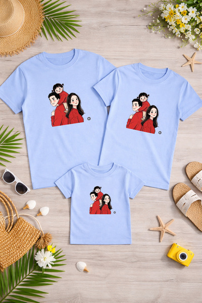 LORVEX Tricou supradimensionat pentru familie, mamă, tată, copil, 100% bumbac...
