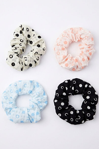 Jaida Moda Women's Set of 4 Mixed Color Soft Elastic Hair Clips Pastel Scrunc...
