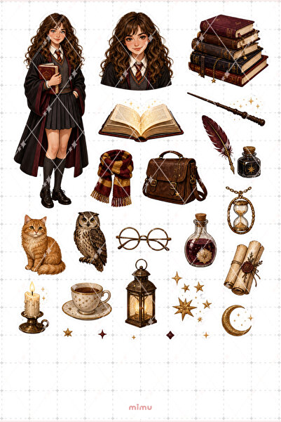Mimu Art Studio Hermione Granger Sticker Seti Büyücü Okul Fantastik Temalı De...