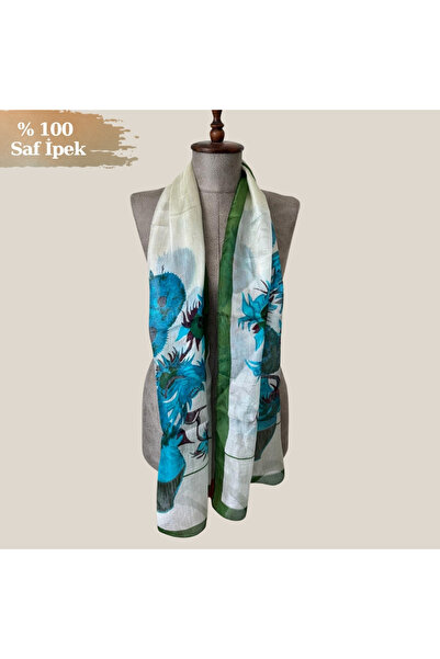 Pure Silk Atelier %100 Saf İpek Van Gogh Ayçiçekleri Desenli Lüks Fular - San...