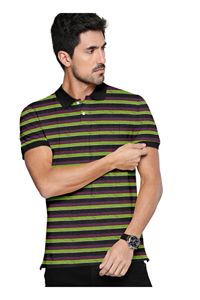 MI6 Cotton Blend- Stripes Polo T Shirt