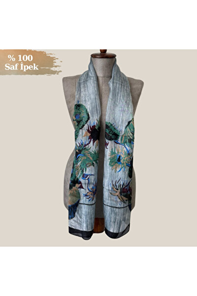 Pure Silk Atelier %100 Saf İpek Van Gogh Ayçiçekleri Desenli Lüks Fular - San...