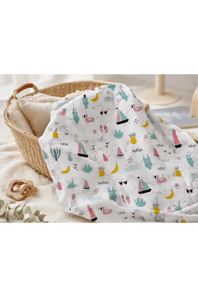 Minora Baby&Kids بطانية أطفال من مينورا مصنوعة من قطن الموسلين بنسبة 100% - ب...