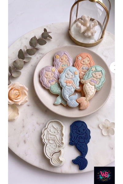 Mermaid Cookie Mold And Stamp Set 10 cm Organic Boutique Cookie Mold