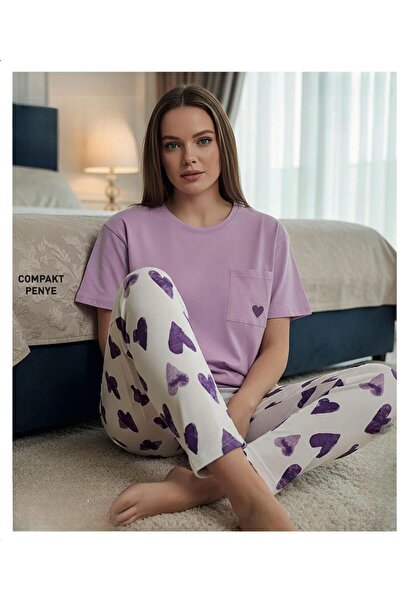 Mihra Women's Compakt Combed Cotton Crew Neck Short Sleeve Slim Pajama Set 90...