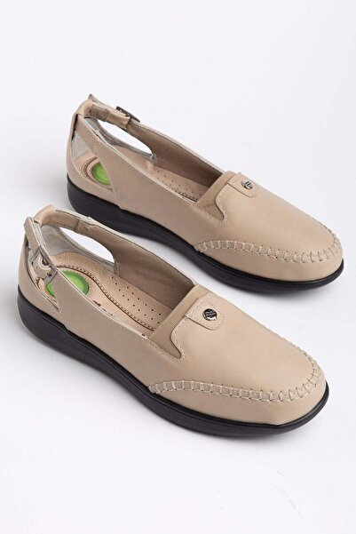 Dilimler Ayakkabı Genuine Leather Orthopedic Women's Casual Shoes Beige Saddl...