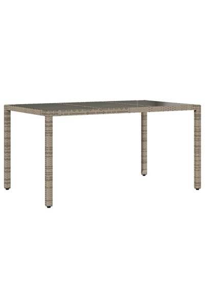 vidaxl Garden table with grey glass top, 150x90x75 cm, polyrattan