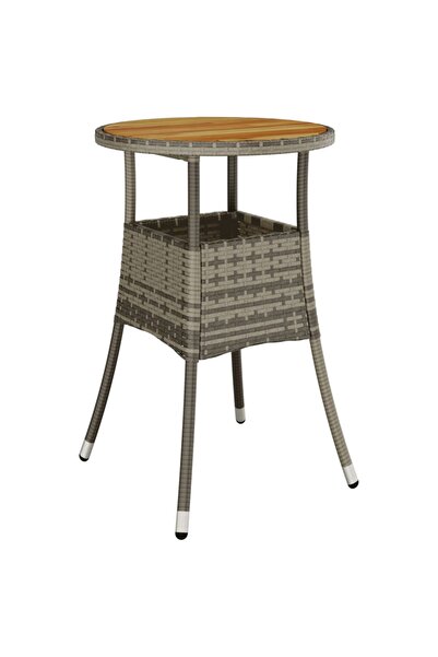 vidaxl Garden table, grey, Ø60x75cm, acacia wood/poly rattan