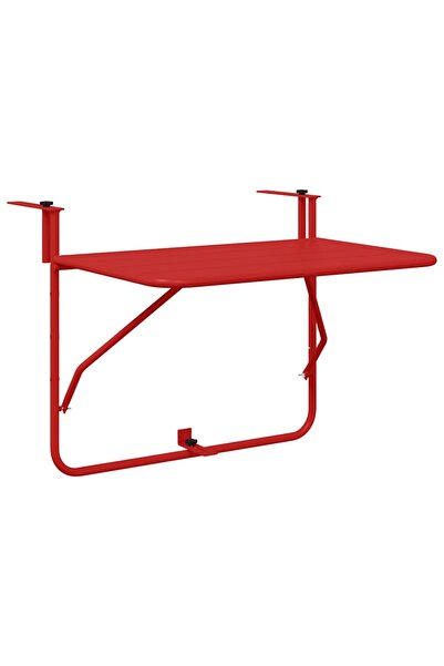 vidaxl Masă Suspendată pentru Balcon Roșu 60 x 39 x 65 cm Oțel