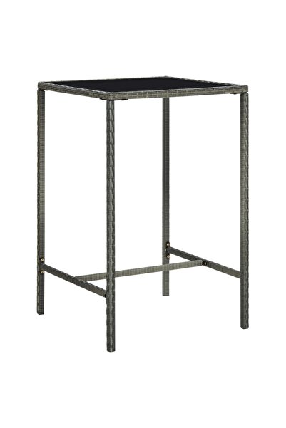 vidaxl Garden bar table, gray, 70x70x110 cm, polyrattan and glass