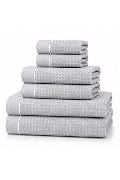 Donetella Pack of 6 Waffle Towel Set – 310 GSM Microfiber, Soft, Absorbent & ...