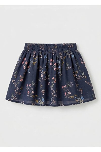 Ozmoz By Mukadder Özden Organic Floral Navy Blue Summer Baby Girl Skort Skirt