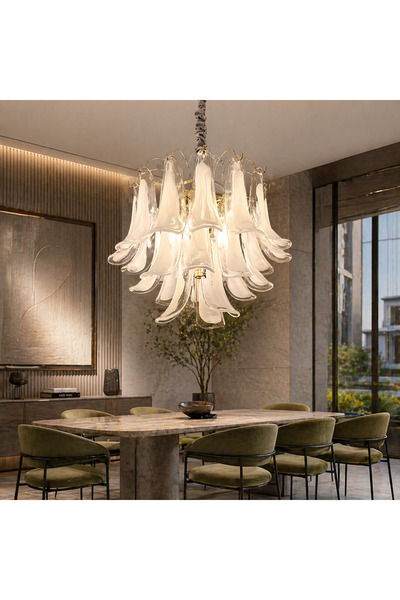 Alessandro DESIGN Candelabru Cristal MURANO Magno 7xE14, D60 cm, Alb, Inaltim...