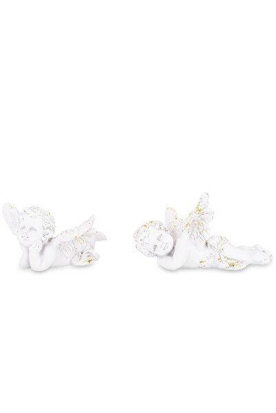 DecoDepot Angel figurine, white/gold, 6x12x8 cm